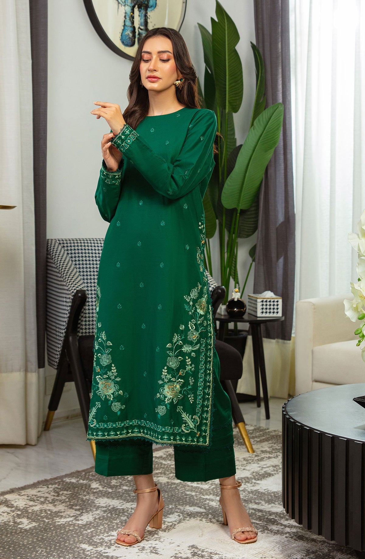 Muse Embroidered 2 Pc Pret Collection By TNG Store Forest (Dark Green)