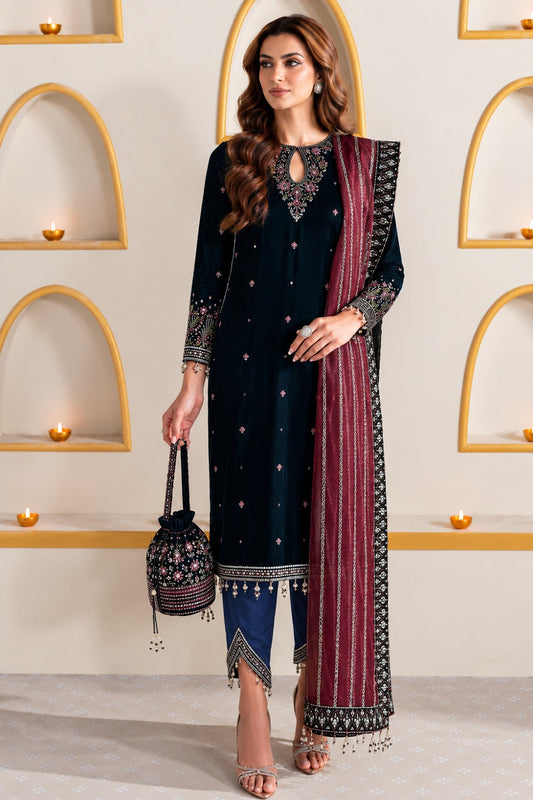Jazmin VF-2008 Winter LUXE Luxury Embroidered Velvet Suit - TC-1810