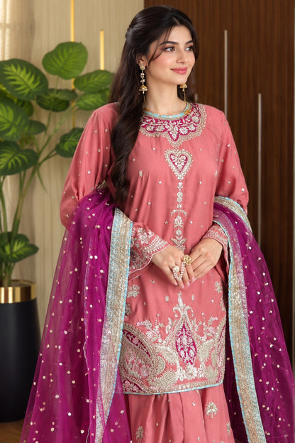Ethnic Luxury Embroidered Viscose 3-Piece Sharara Suit | Ready to Wear - TC-1800
