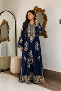 ETHNC Luxury Floral Hand Embellished Kaftan – Pure Viscose Raw Silk | Ready to Wear - TC-1783
