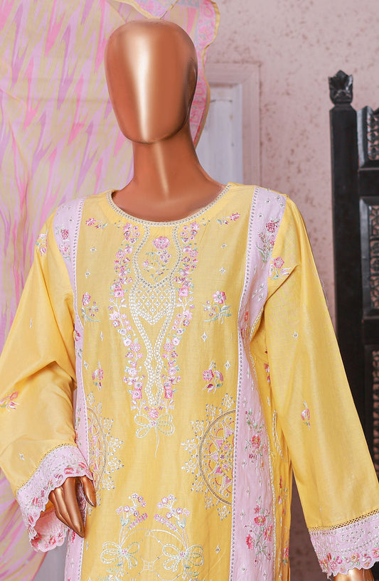 Bin Saeed Embroidered Cotton Stitched 3 Piece Suit - D-04 - BS25LPC - Yellow - Summer Collection