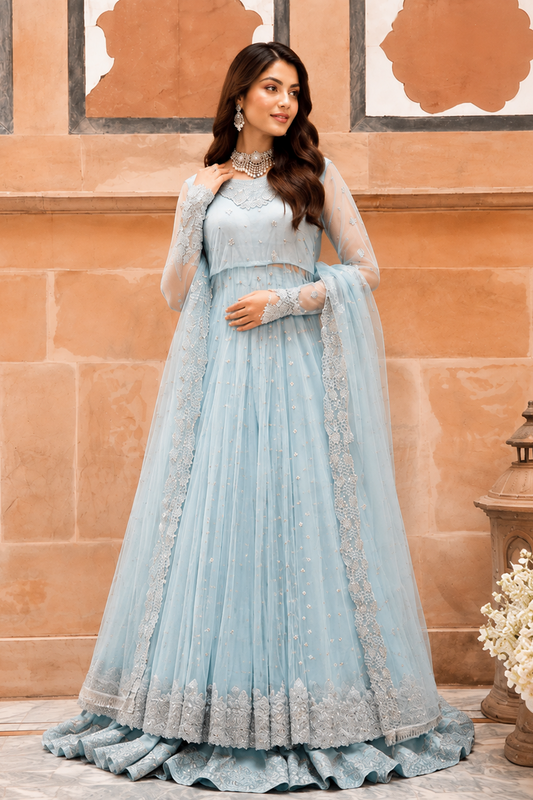 Alayna Pishwas Maxi Formal Wedding Collection – SKY BLUE - TC-1777
