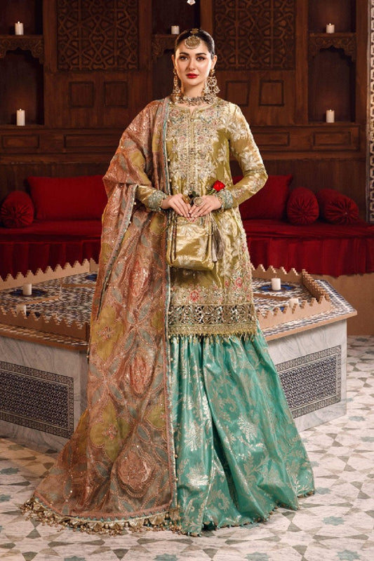Maria.B MBROIDERED Wedding Edition - Salmon and Leaf Green (BD-2503) TC-1455