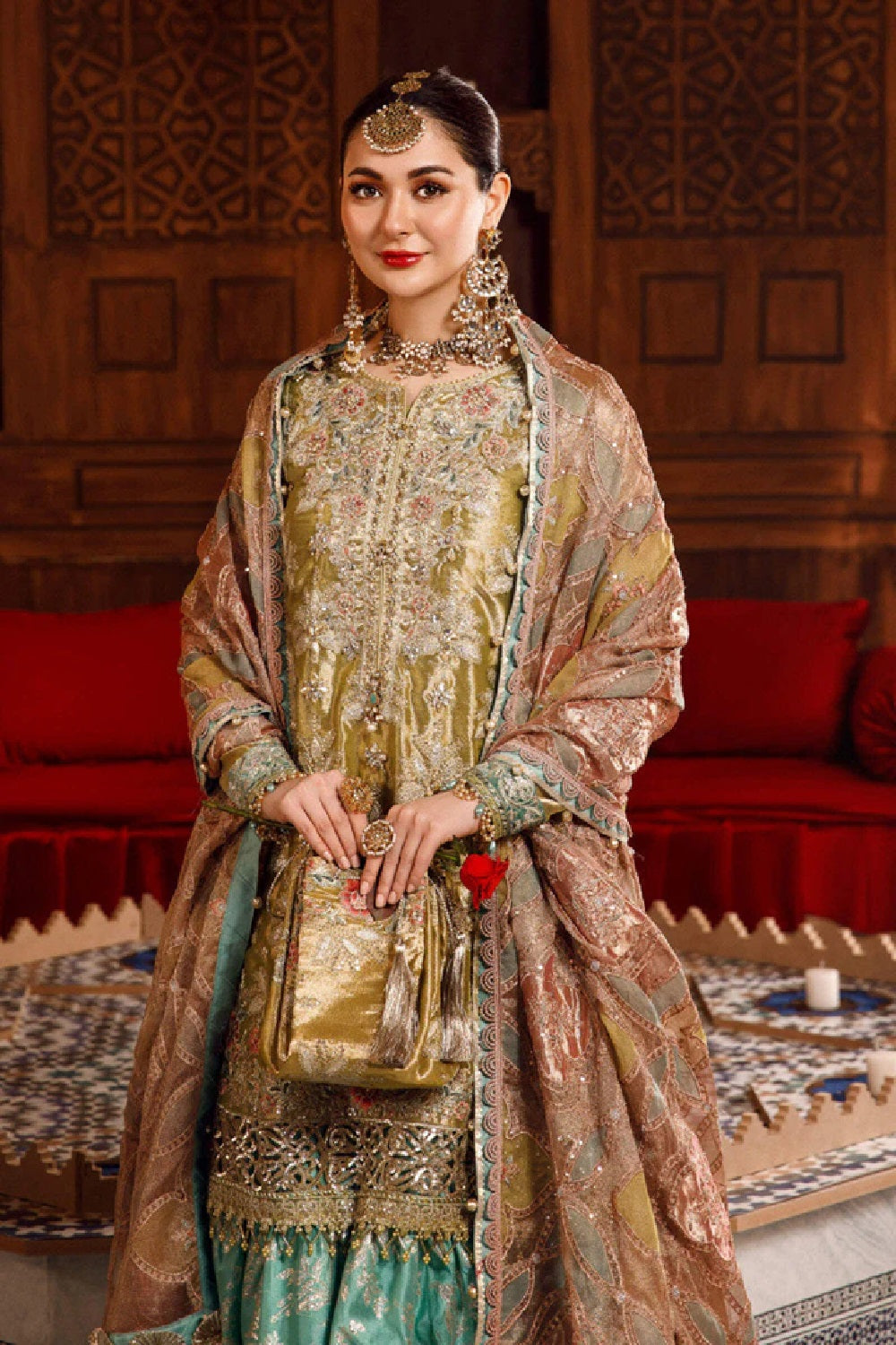 Maria.B MBROIDERED Wedding Edition - Salmon and Leaf Green (BD-2503) TC-1455