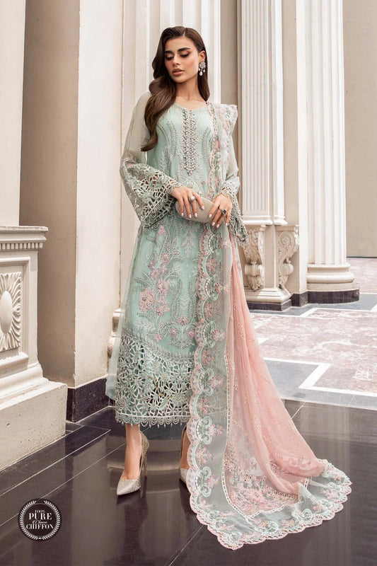 Pure Silk Chiffon by Maria B. - MPC-23-104 Mint Green - TC-576
