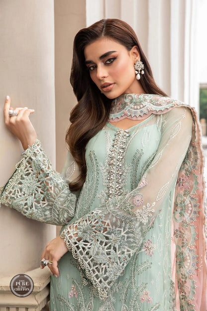 Pure Silk Chiffon by Maria B. - MPC-23-104 Mint Green - TC-576