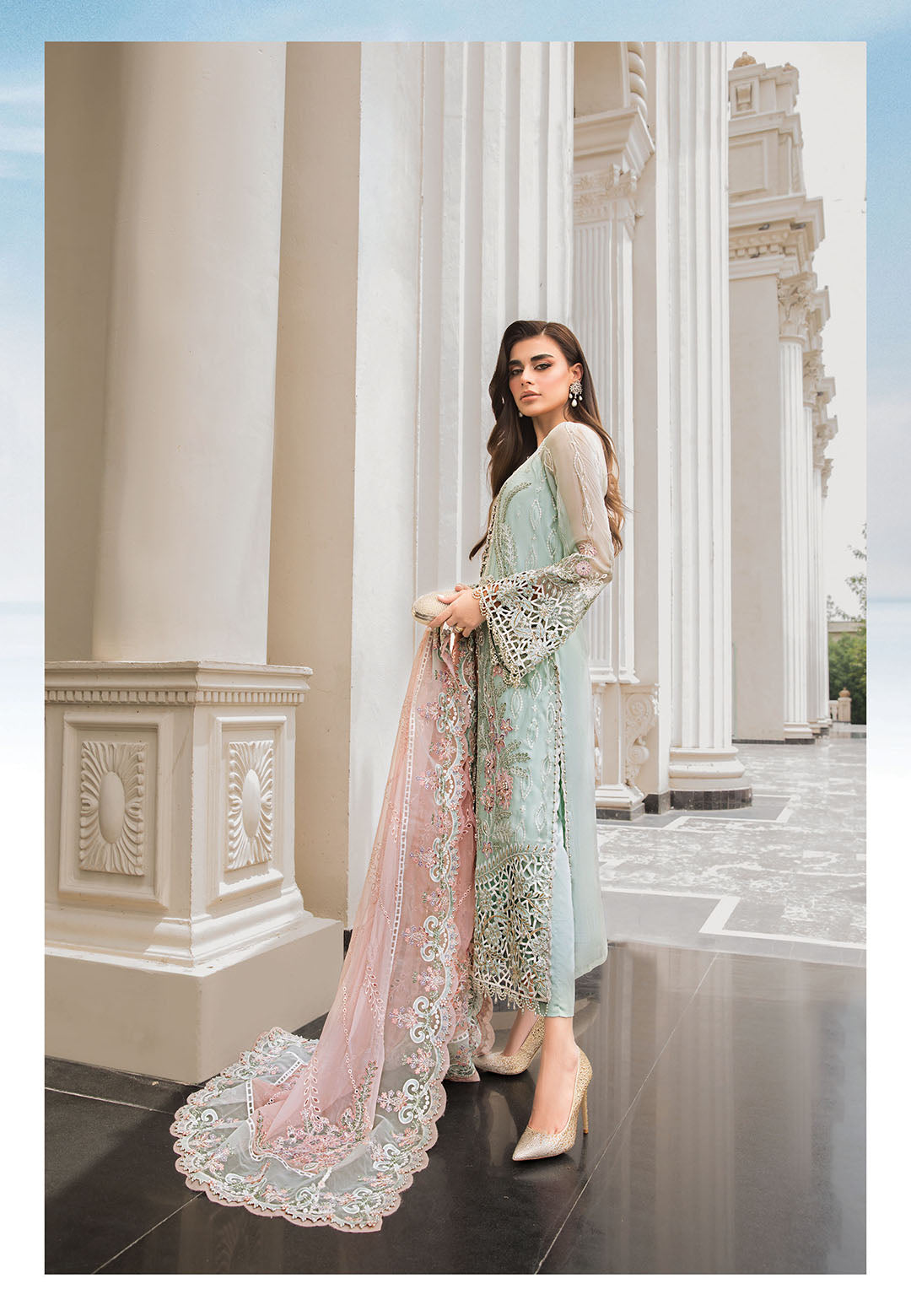 Pure Silk Chiffon by Maria B. - MPC-23-104 Mint Green - TC-576