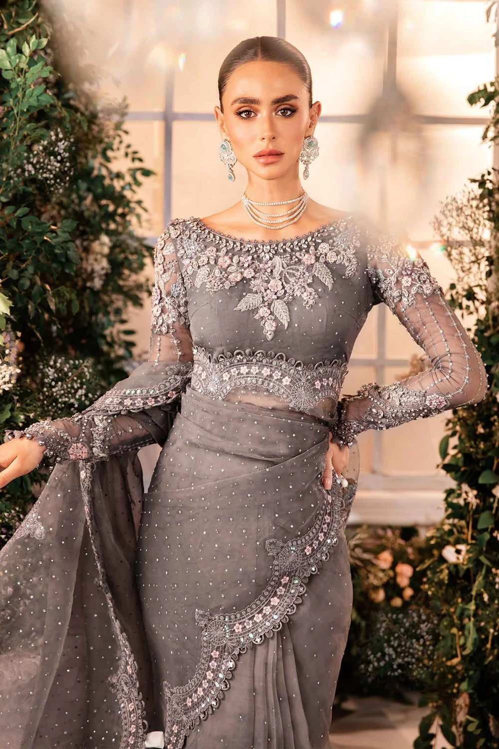 Maria.B. Mbroidered Luxury Wedding Saree - BD-2902 - TC-1088