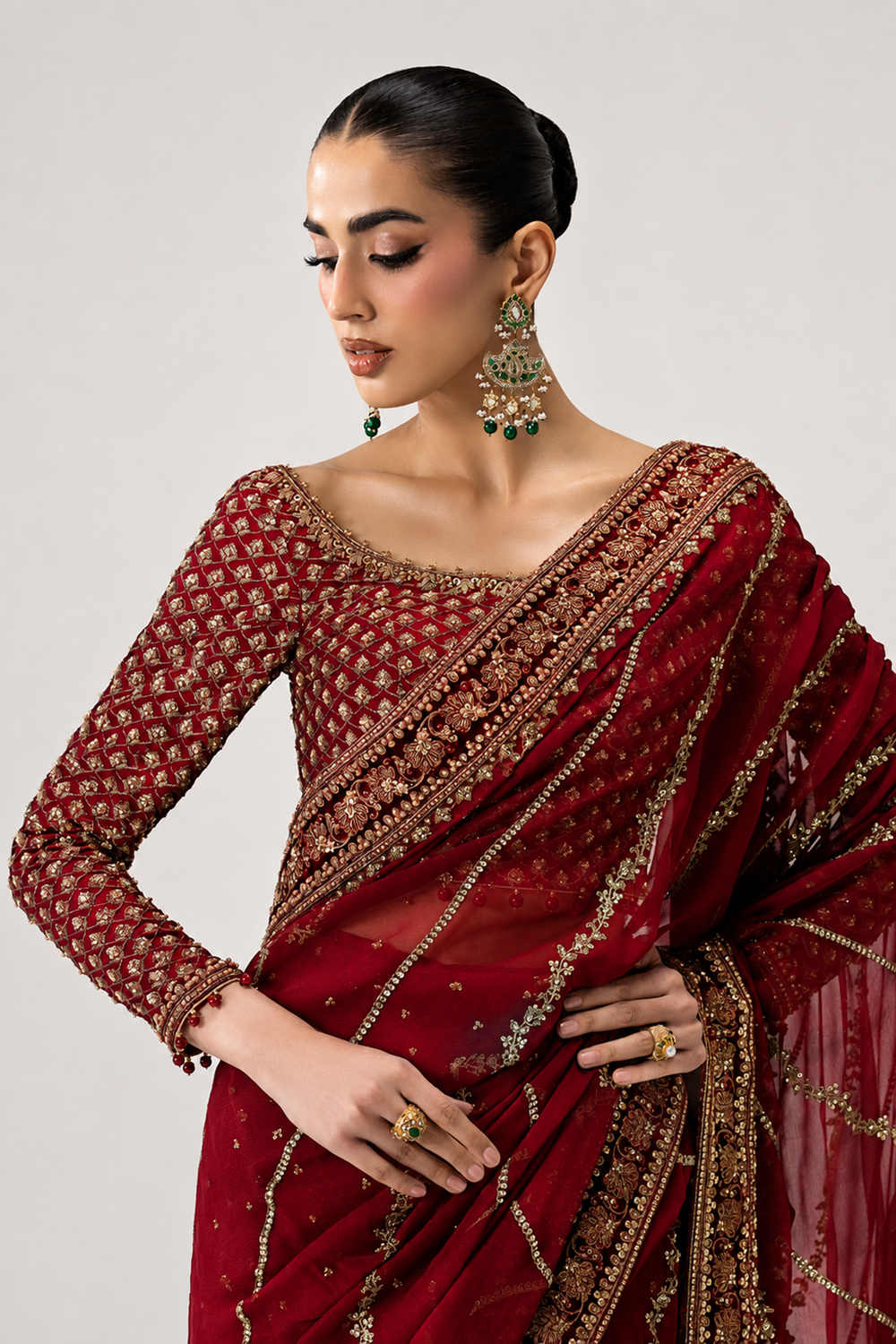 Maria.B. Heavily Embroidery Formal Saree - DANIRA MC-26V1-09 - TC-1792