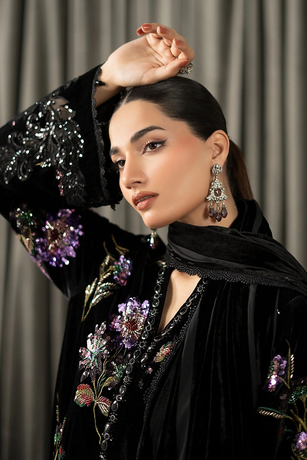Maria.B. Winter LUXE Luxury Embroidered Velvet Suit | WLS-1306 - TC-1647