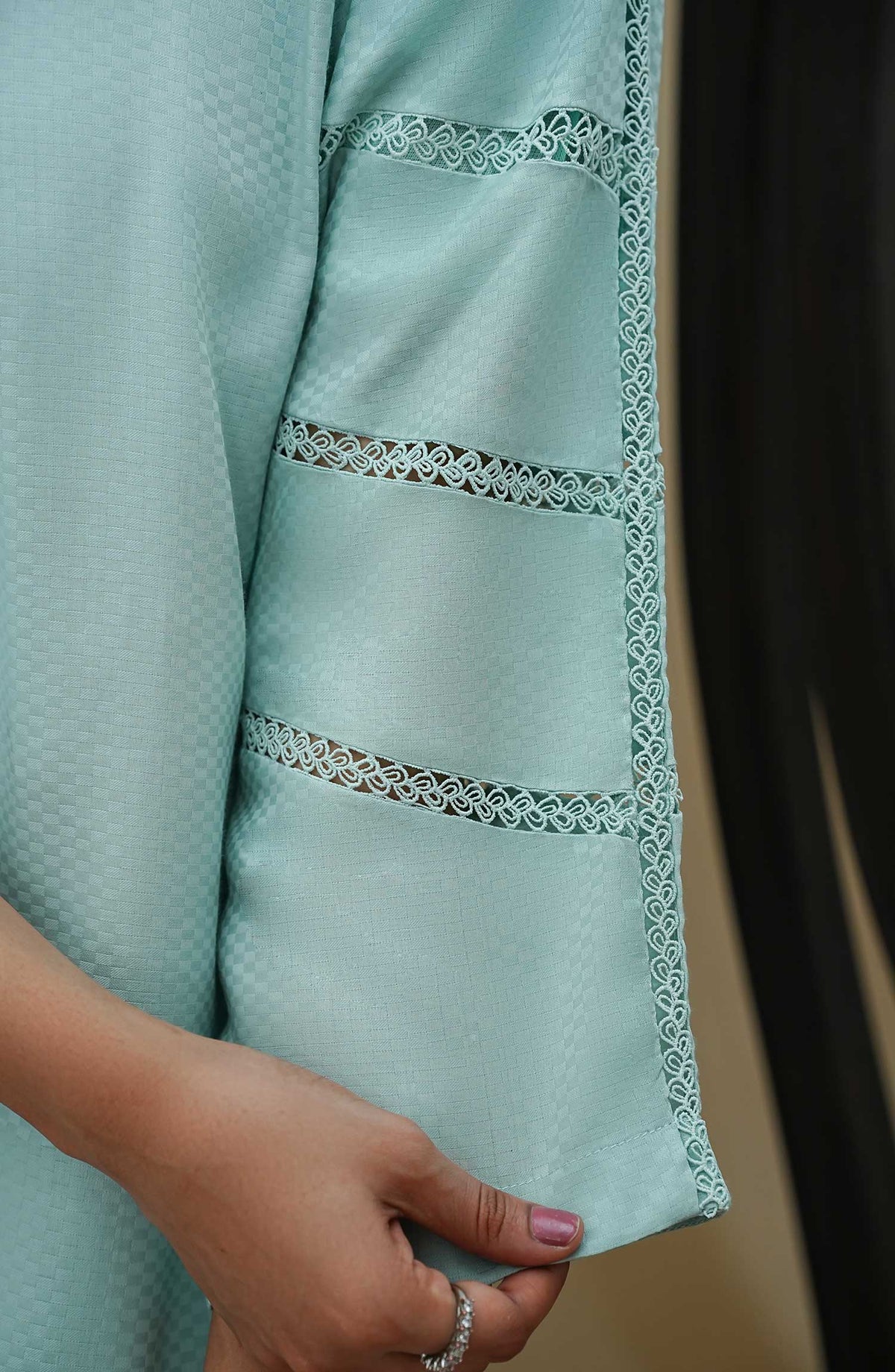 Maahe by Amna Khadija Solids Jacquard Stitched 2 Piece Suit - MLPS-08 - AM25M2 - Light green - Casual Collection