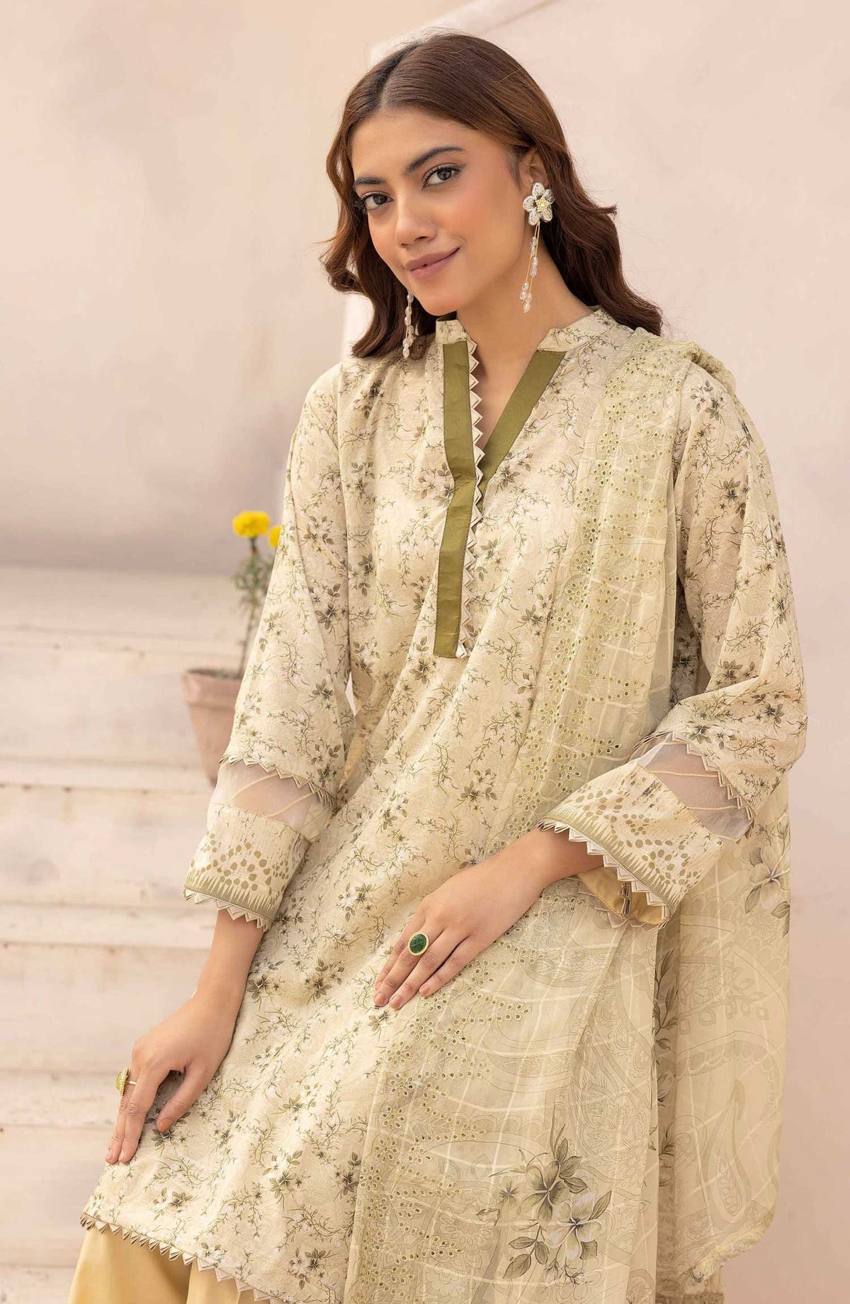 Pastels by Nur Embroidered Lawn Unstitched 3 Piece Suit - NP-36 - NUR25PL - Green - Summer Collection