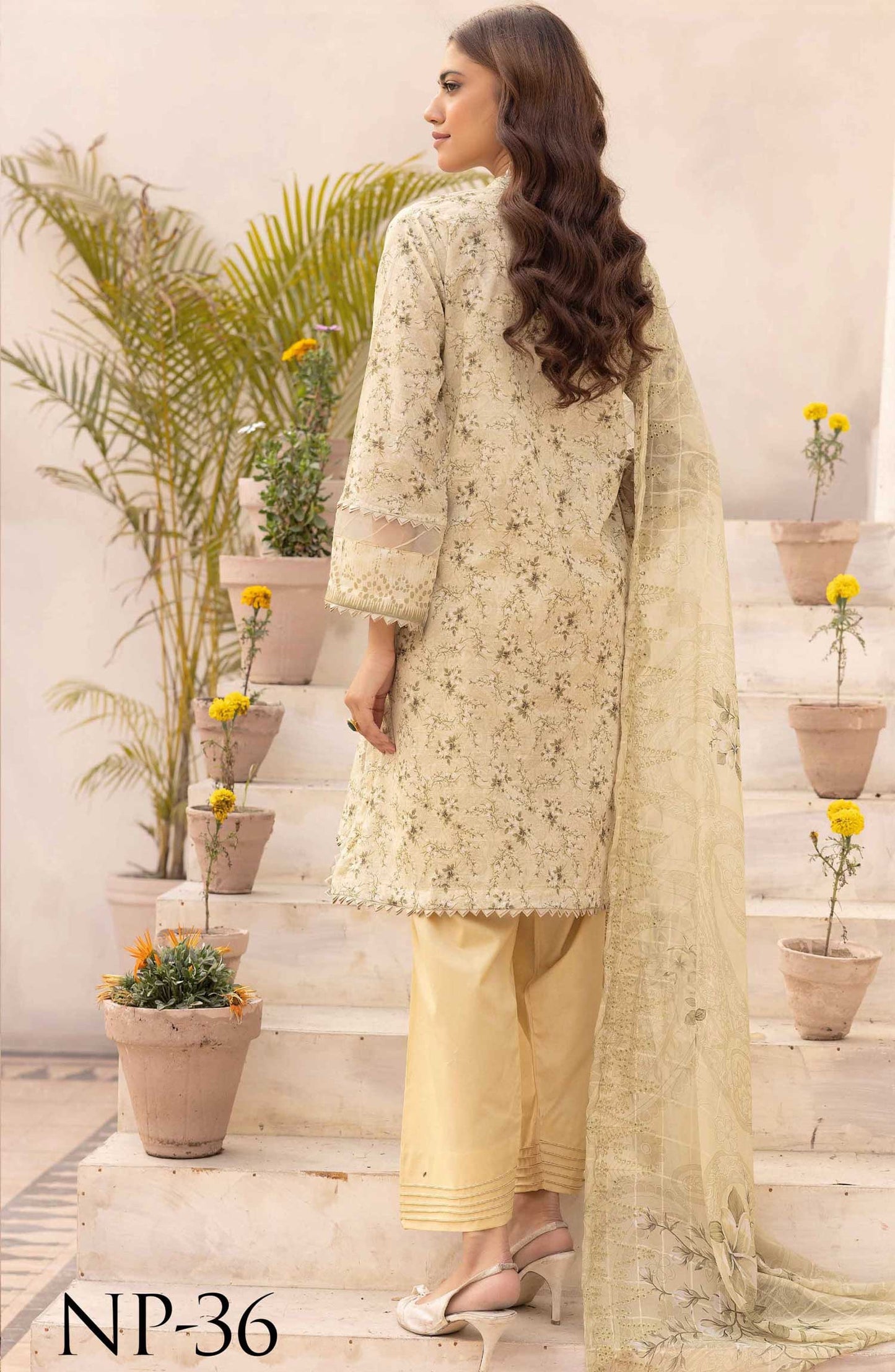 Pastels by Nur Embroidered Lawn Unstitched 3 Piece Suit - NP-36 - NUR25PL - Green - Summer Collection