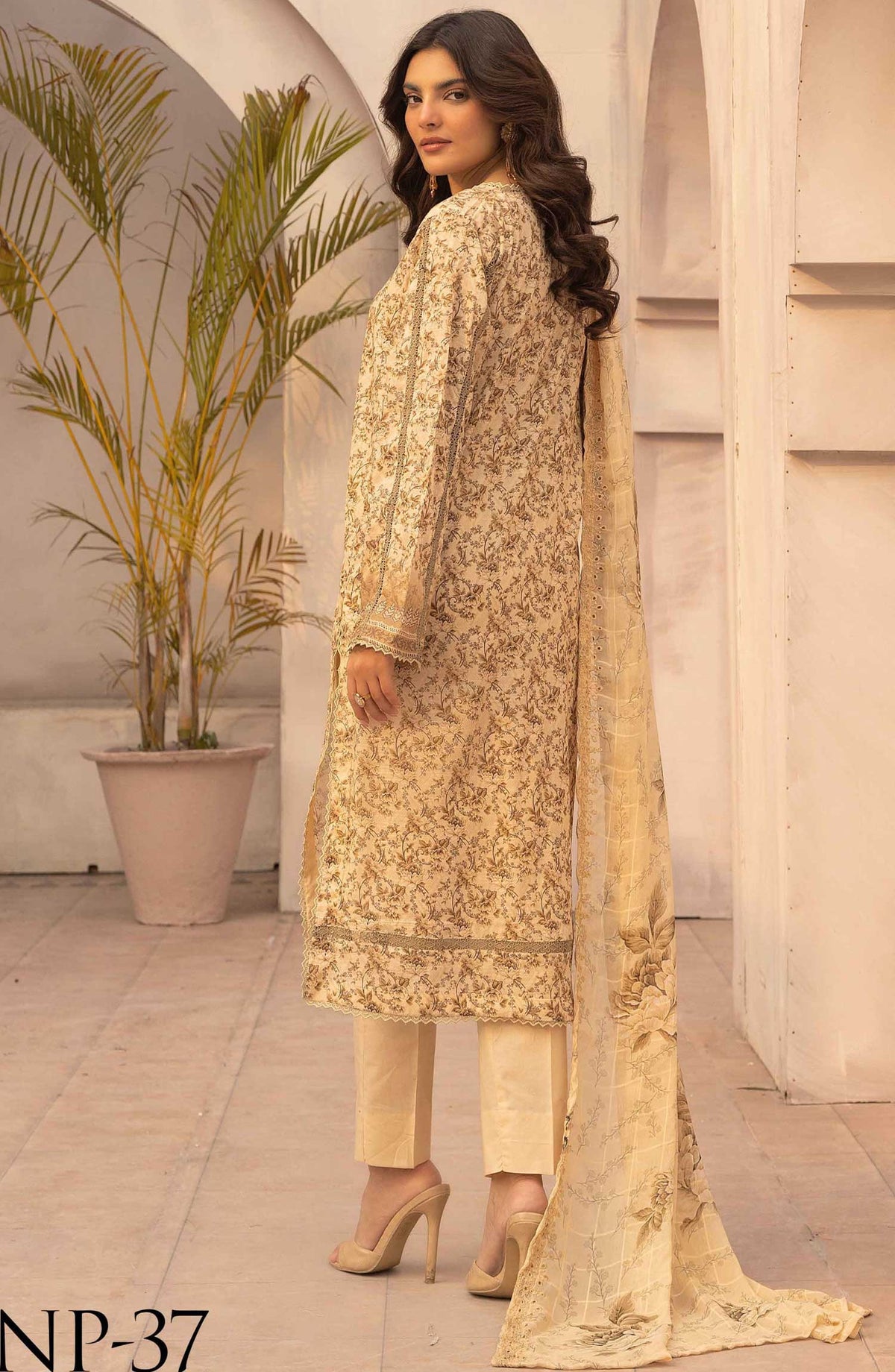 Pastels by Nur Embroidered Lawn Unstitched 3 Piece Suit - NP-37 - NUR25PL - Yellow - Summer Collection