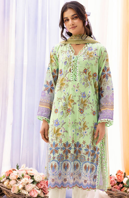 RangRez by NUR Embroidered Lawn Unstitched 3 Piece Suit - NR-403 - NUR25RRL - Green - Summer Collection