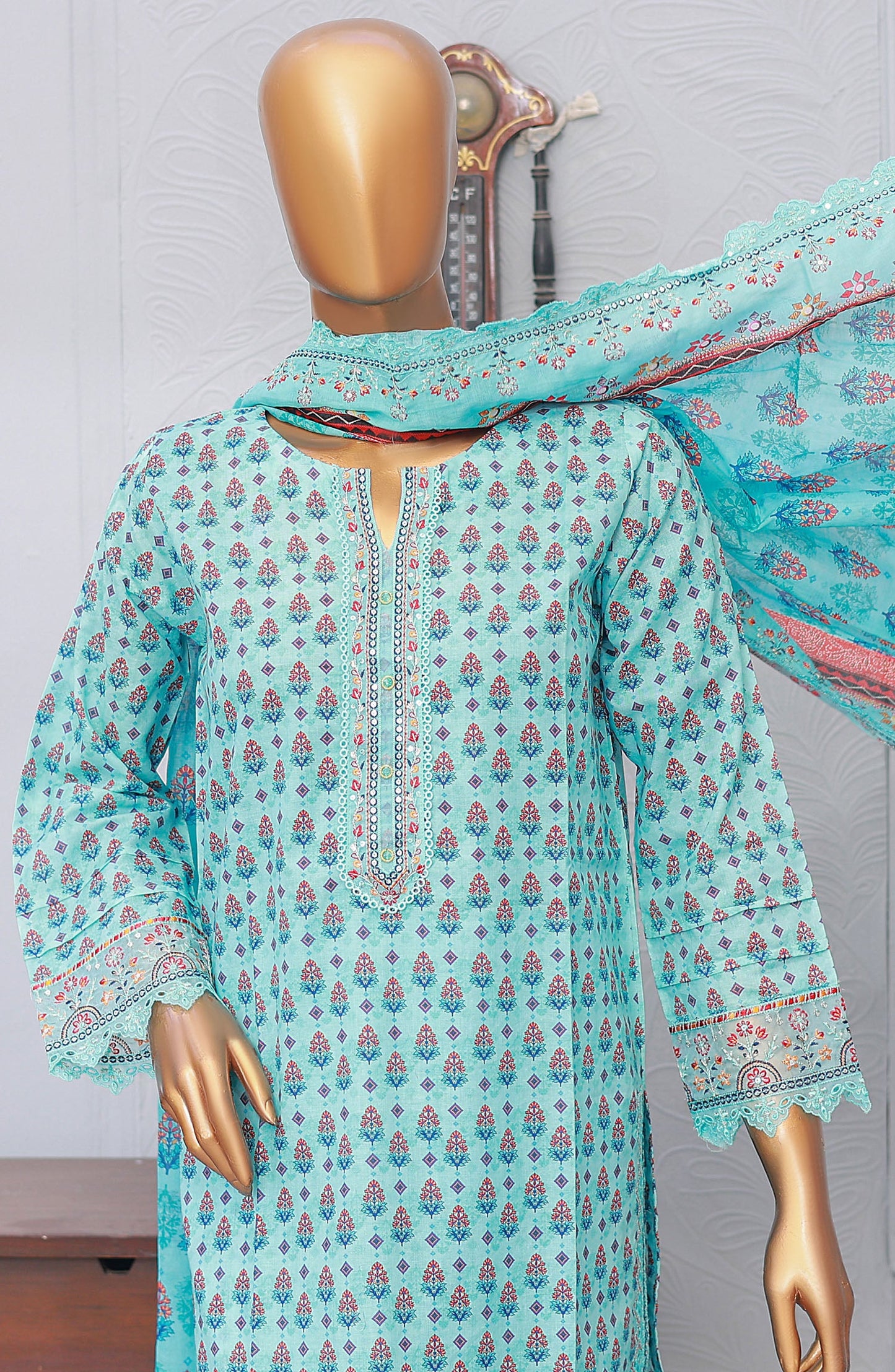 Oswah by Suntex Printed Chikankari Stitched 3 Piece Suit - OS-2530K - SS25OSE - Blue - Summer Collection