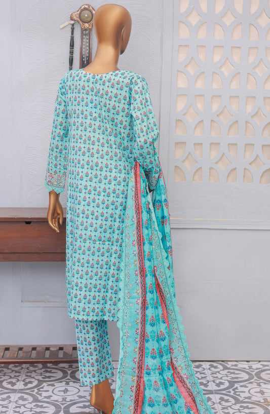 Oswah by Suntex Printed Chikankari Stitched 3 Piece Suit - OS-2530K - SS25OSE - Blue - Summer Collection