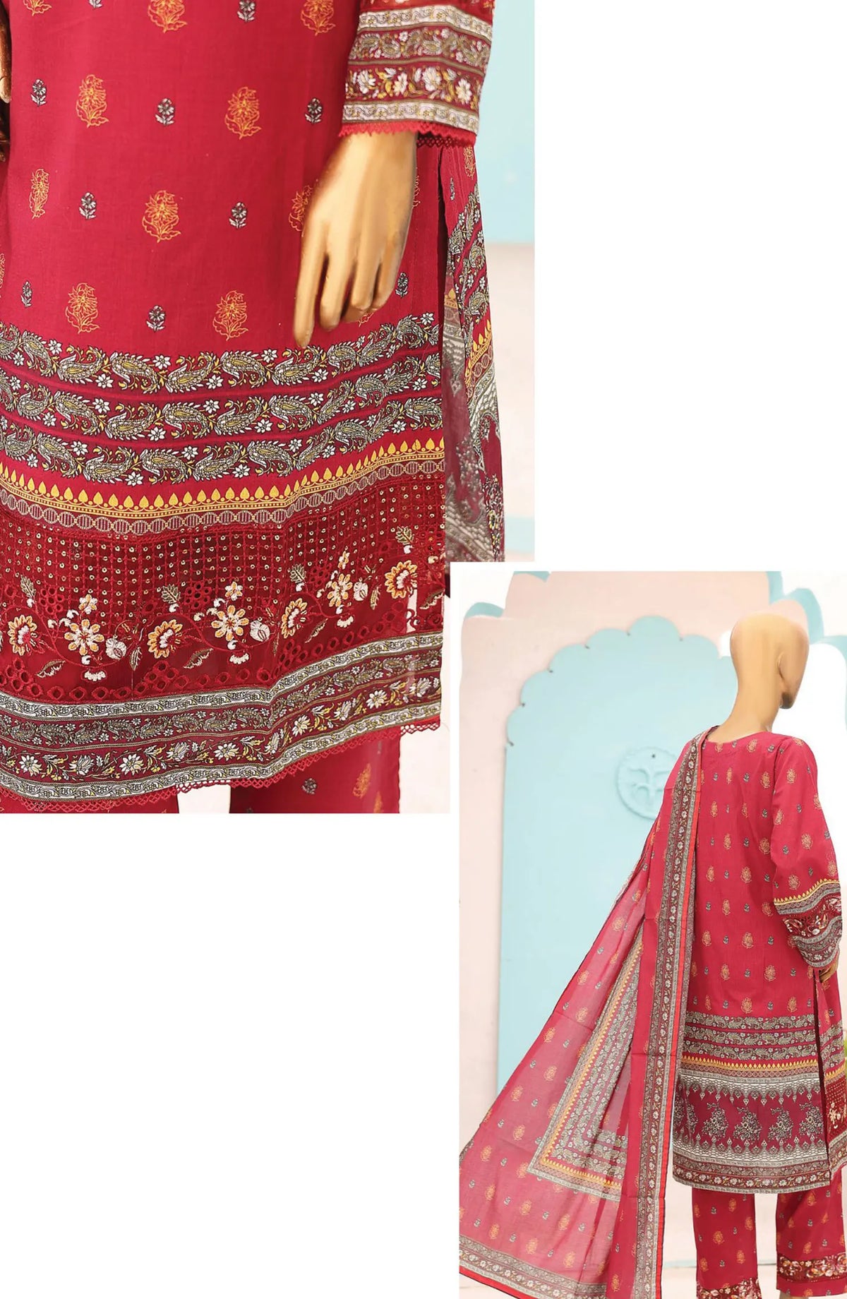 Oswah Women Embroidered Lawn Stitched Collection Vol 06 - OS 2431 K MAroon