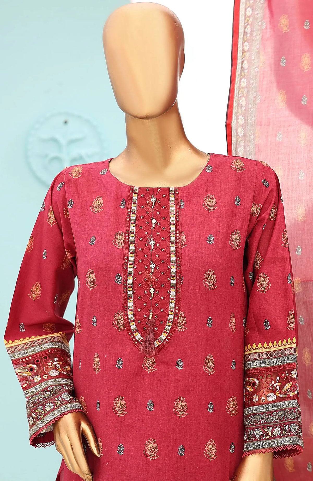 Oswah Women Embroidered Lawn Stitched Collection Vol 06 - OS 2431 K MAroon