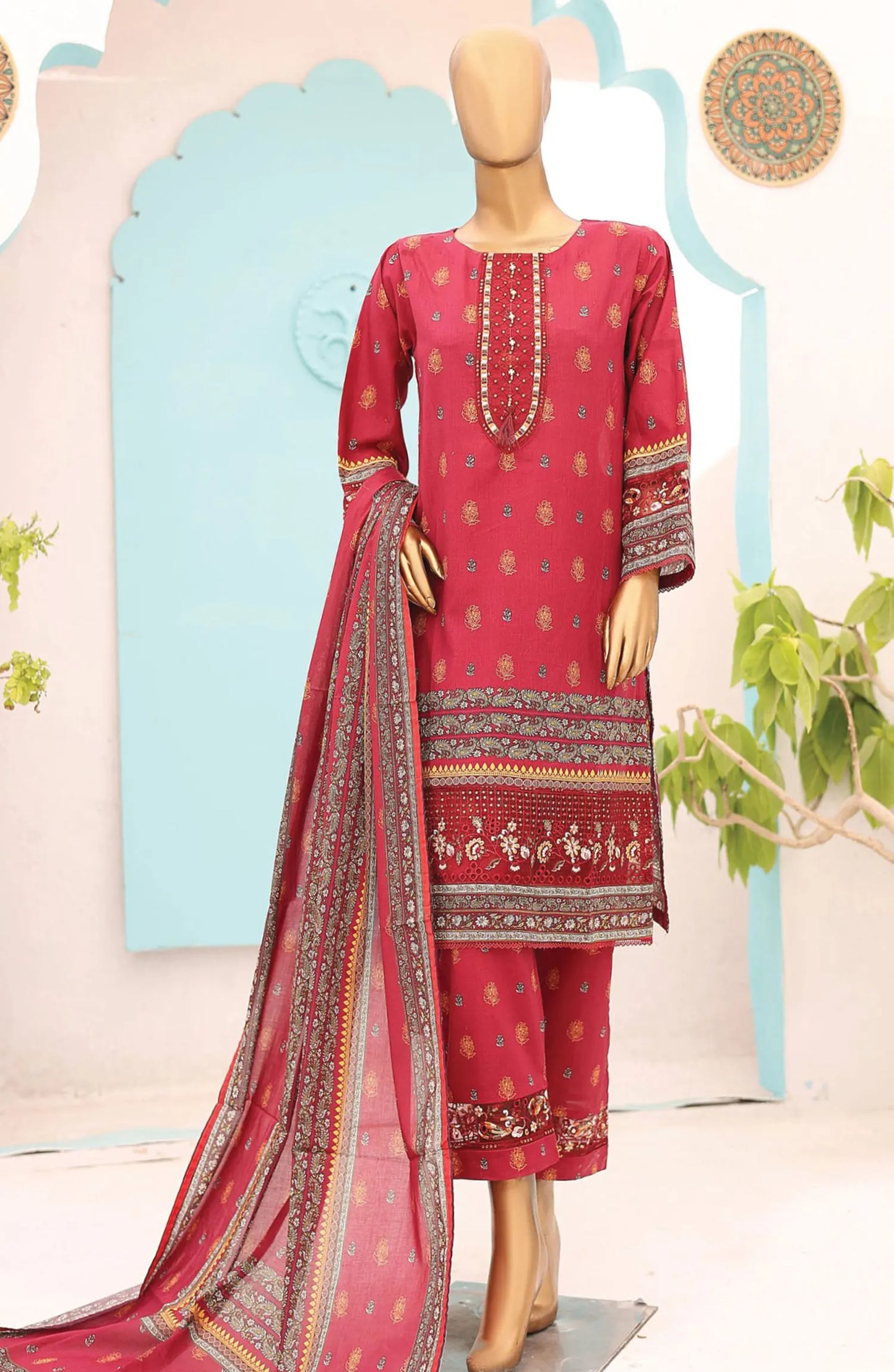 Oswah Women Embroidered Lawn Stitched Collection Vol 06 - OS 2431 K MAroon