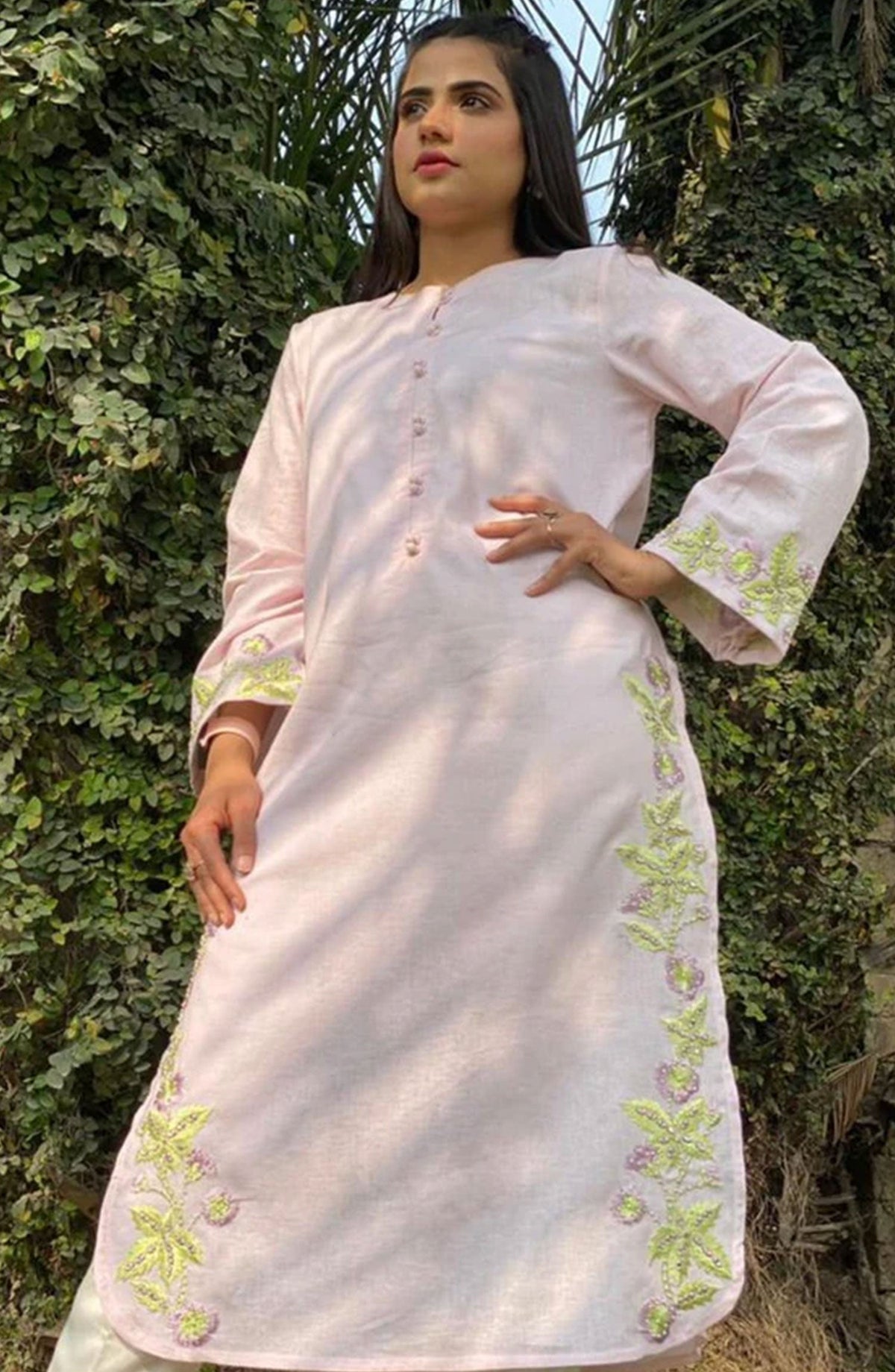 Hues Atelier Casual Cotton Lawn Stitched 2 Piece - Pastel Pink Sheesha - HA25BP - Pastel Pink - Casual Collection