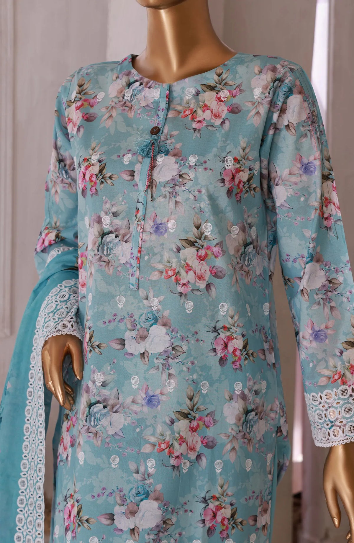 HZ RTW Printkari Embroidered Lawn Collection 2024 - PKL 404 Blue Multi