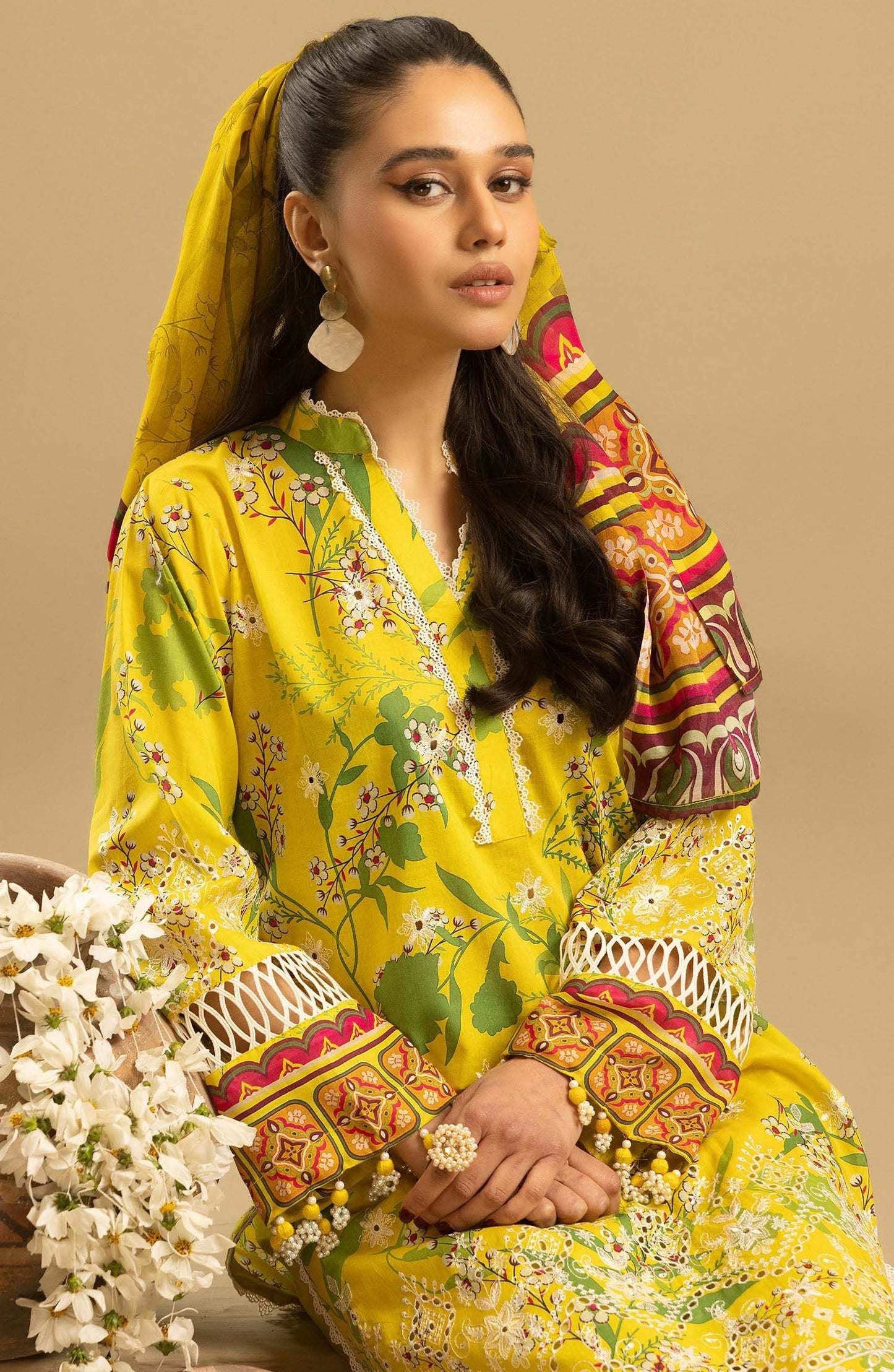 Printkari by Nur Embroidered Lawn Unstitched 3 Piece Suit - PN-30 - NUR25PTK - Yellow - Summer Collection