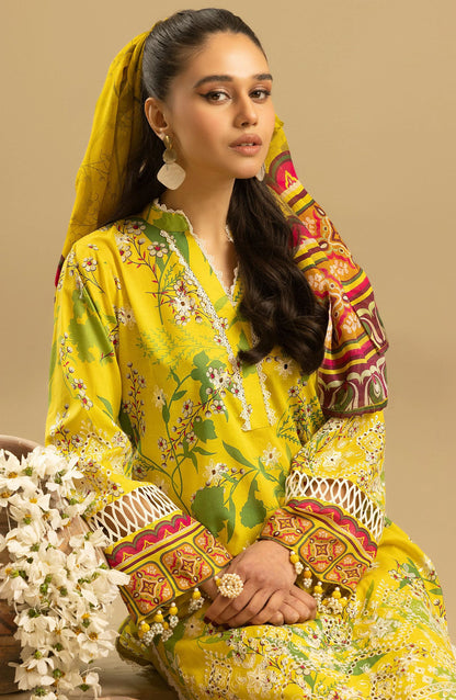 Printkari by Nur Embroidered Lawn Unstitched 3 Piece Suit - PN-30 - NUR25PTK - Yellow - Summer Collection