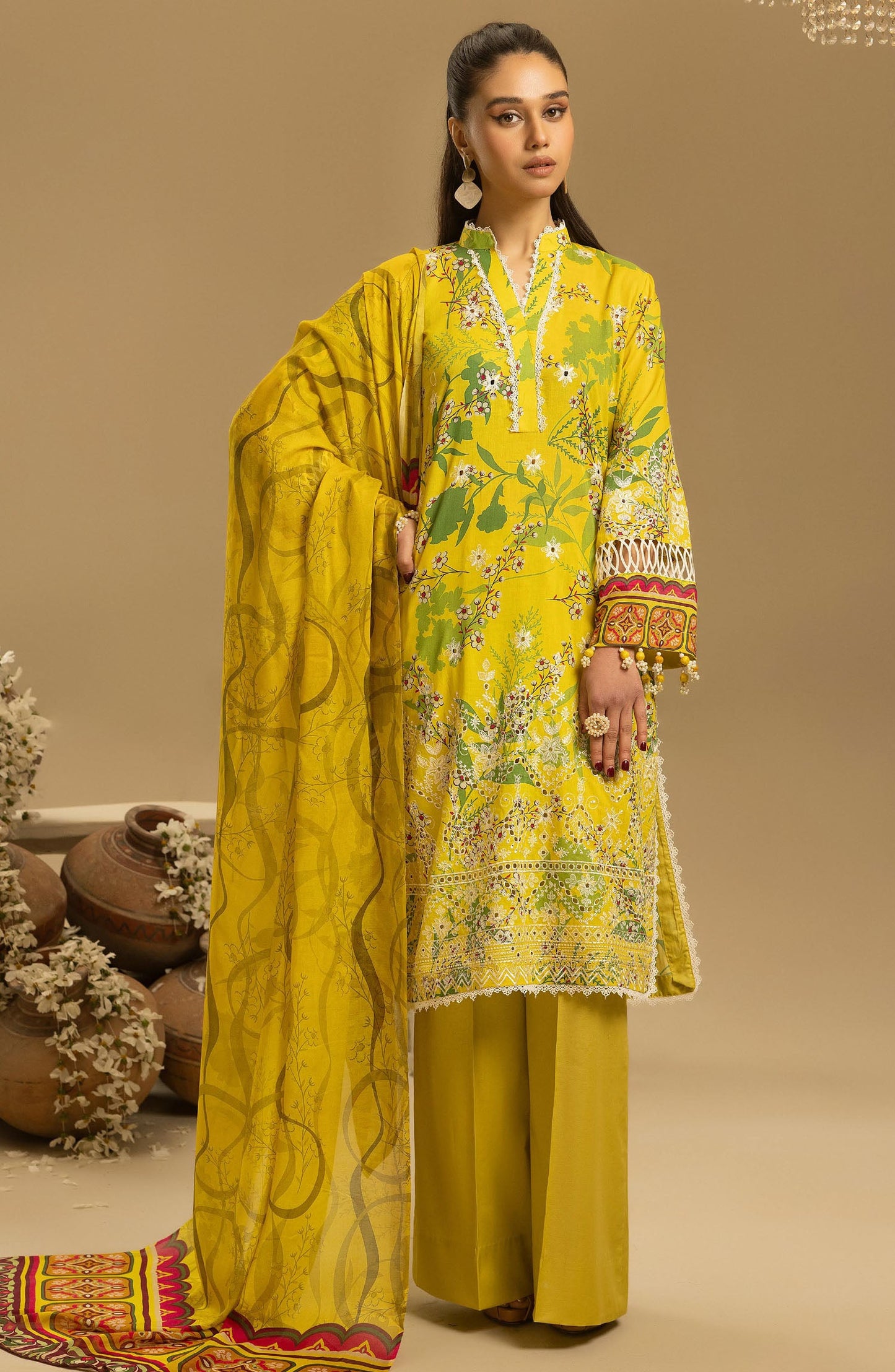 Printkari by Nur Embroidered Lawn Unstitched 3 Piece Suit - PN-30 - NUR25PTK - Yellow - Summer Collection
