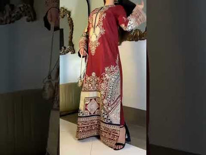 ETHNC Luxury Floral Embroidered Kaftan – Pure Viscose Raw Silk | Ready to Wear - TC-1763