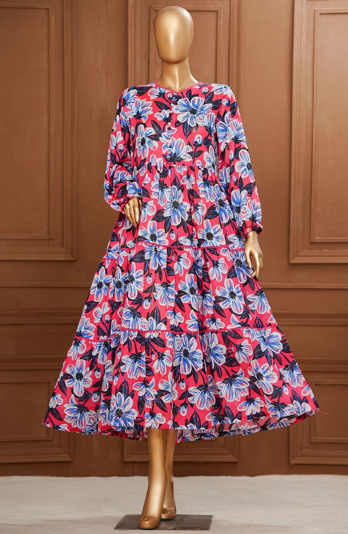 Quadra Floral by Amna Khadija Printed Lawn Stitched 1 Piece Long Frock - QFLD-19 - AM25QFLDV6 - Multi - Summer Collection