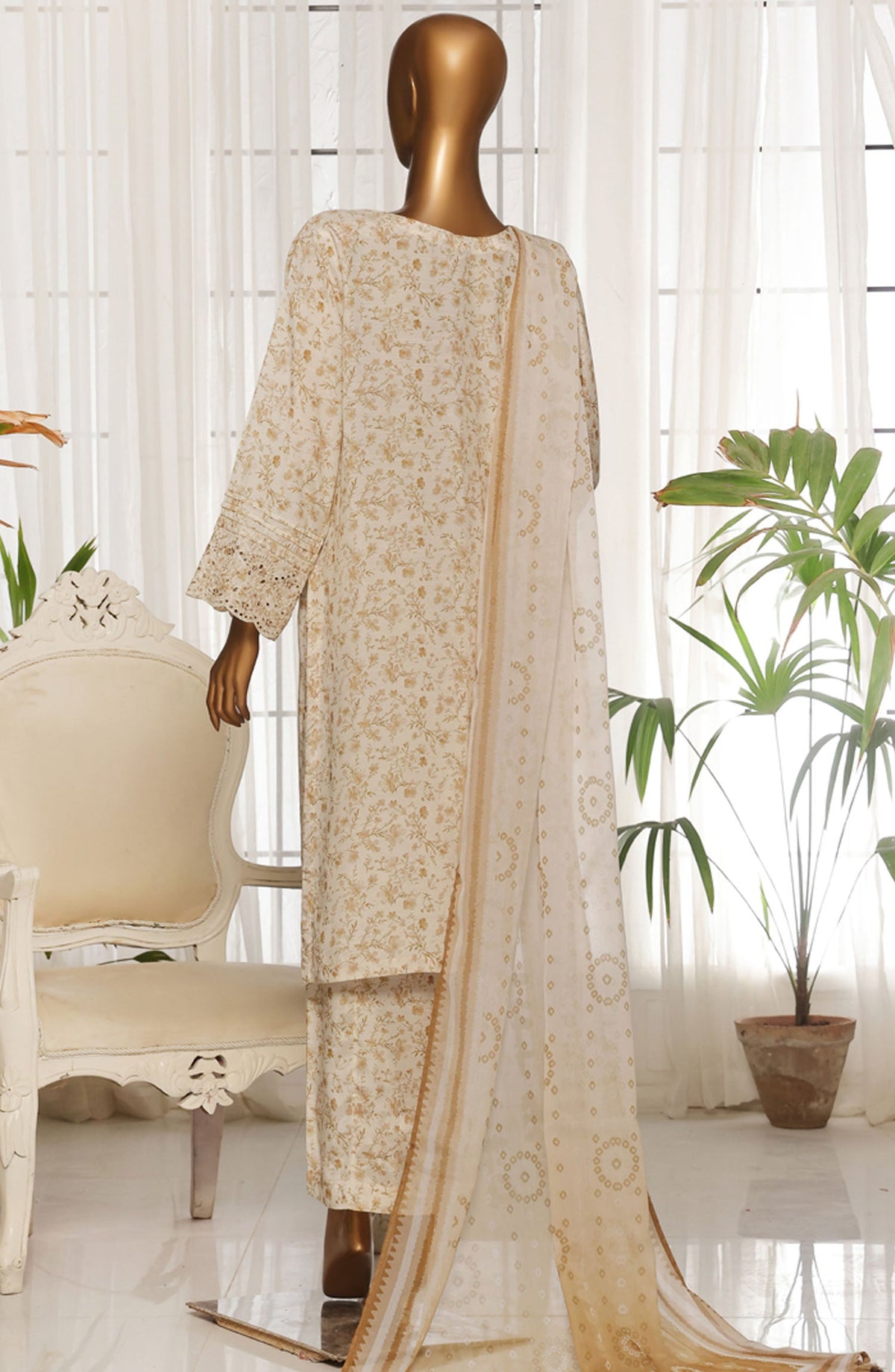 Majestic by HZ Textile Embroidered Rawsilk Stitched 3 Piece Suit - RTE-012 - HZ25MESF - Off White - Festive Collection
