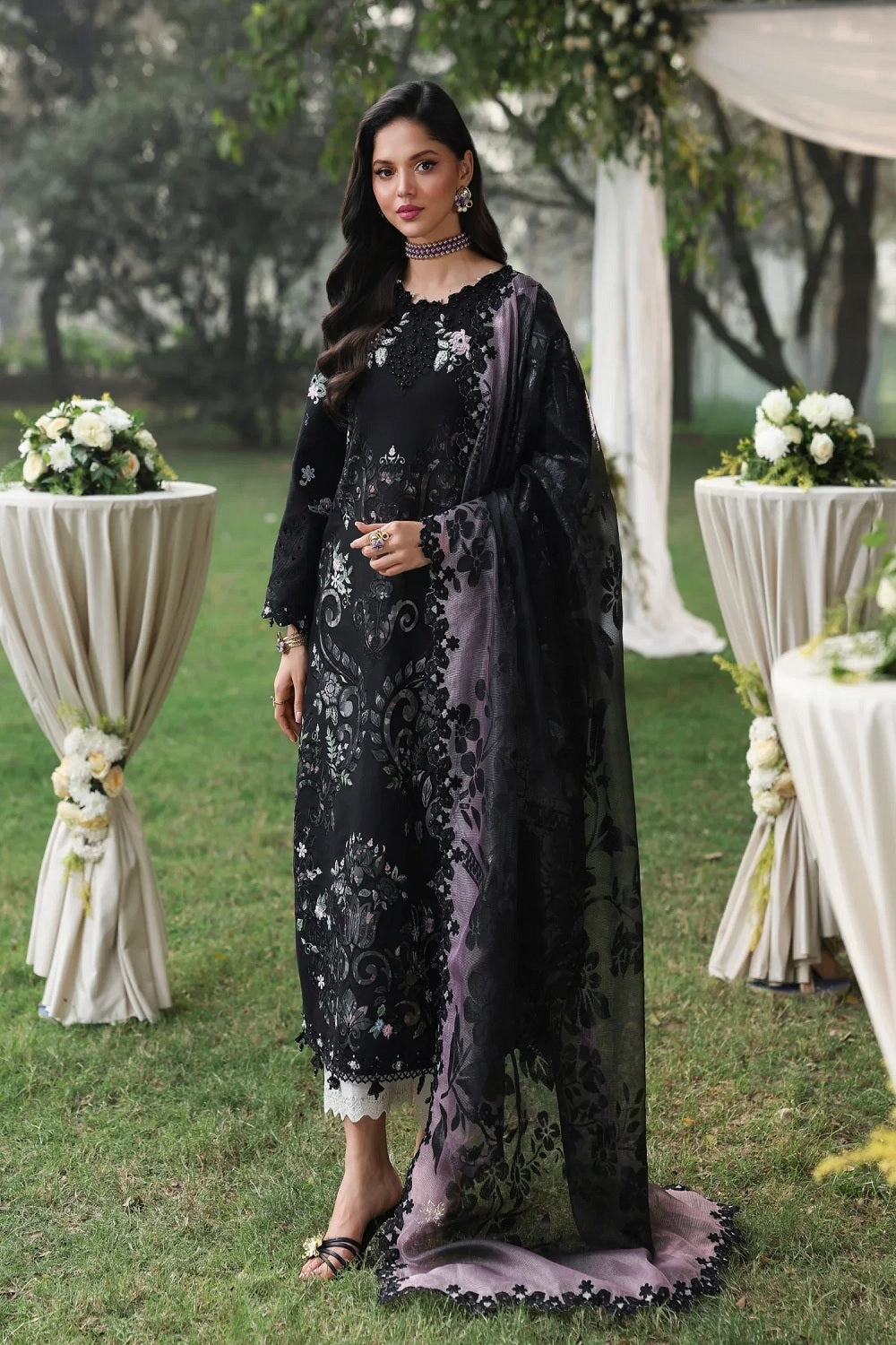 Sardinia TALES OF PETALS Luxury Lawn'26 - MIDNIGHT BLOOM - TC-1577