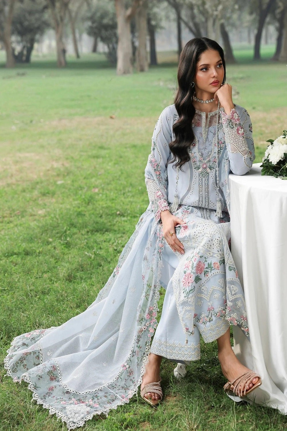 Sardinia TALES OF PETALS Luxury Lawn'26 - MORNING SKY - TC-1653