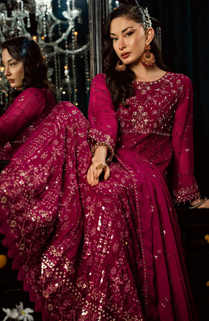 Elara by Shamooz Embroidered Chiffon Unstitched 3 Piece Suit - SU-0121 Maya - SMZ25EF - Magenta - Festive Collection