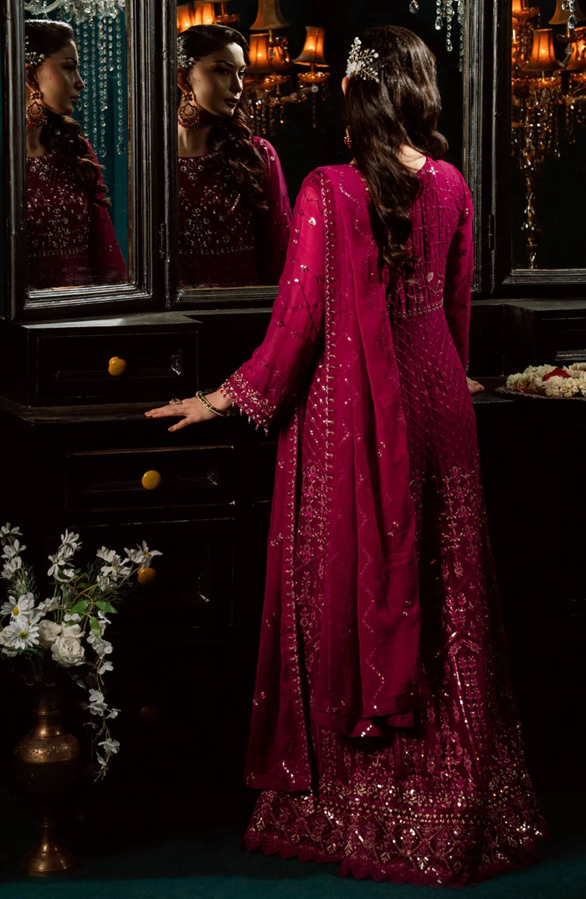 Elara by Shamooz Embroidered Chiffon Unstitched 3 Piece Suit - SU-0121 Maya - SMZ25EF - Magenta - Festive Collection
