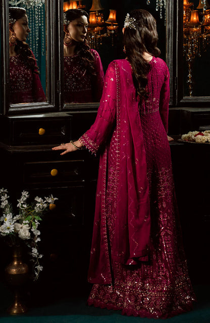 Elara by Shamooz Embroidered Chiffon Unstitched 3 Piece Suit - SU-0121 Maya - SMZ25EF - Magenta - Festive Collection