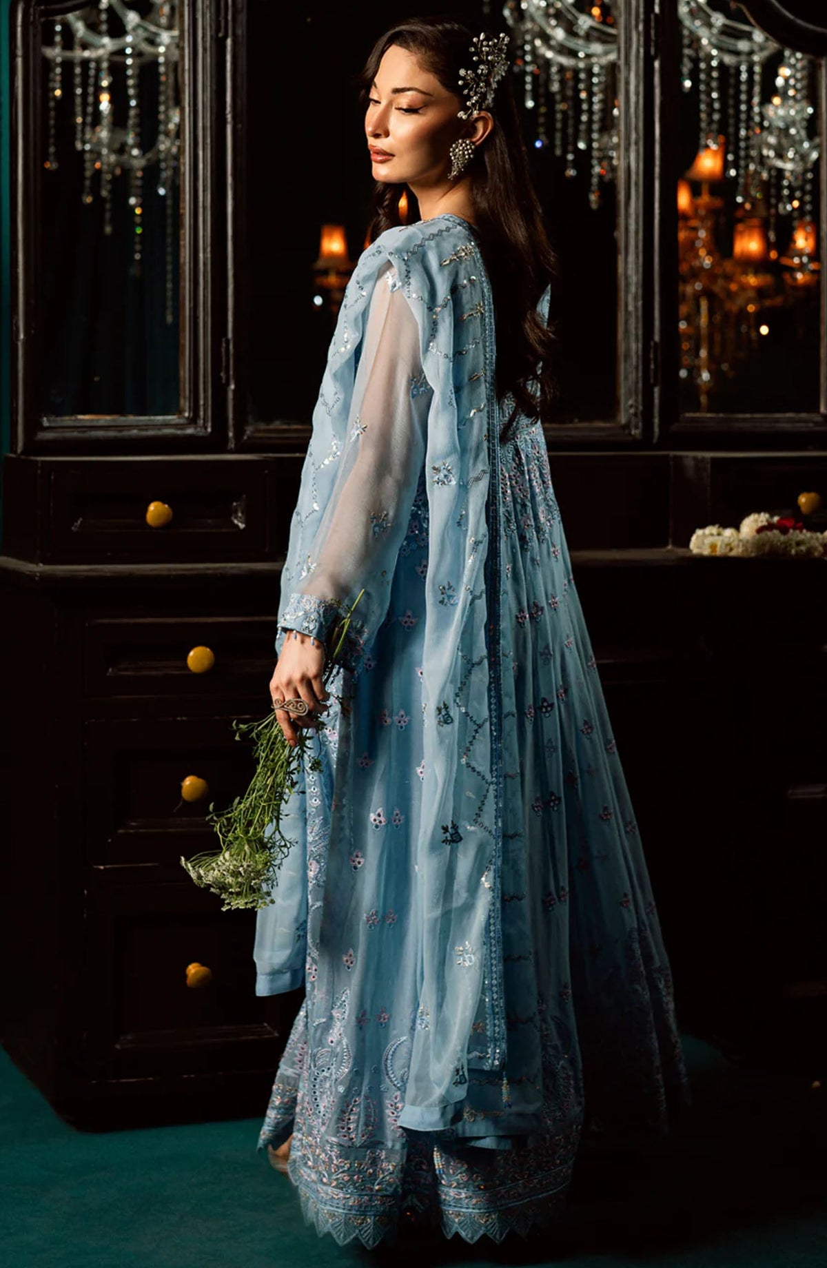 Elara by Shamooz Embroidered Chiffon Unstitched 3 Piece Suit - SU-0123 Sawaan - SMZ25EF - Blue - Festive Collection