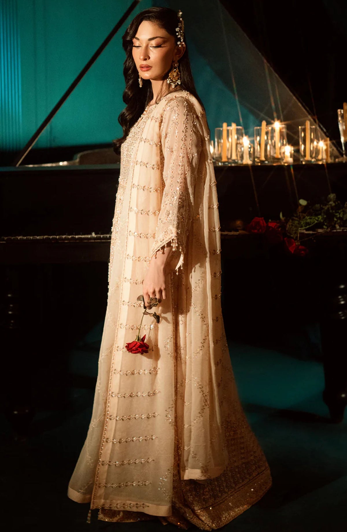 Elara by Shamooz Embroidered Chiffon Unstitched 3 Piece Suit - SU-0124 Roha - SMZ25EF - Peach - Festive Collection