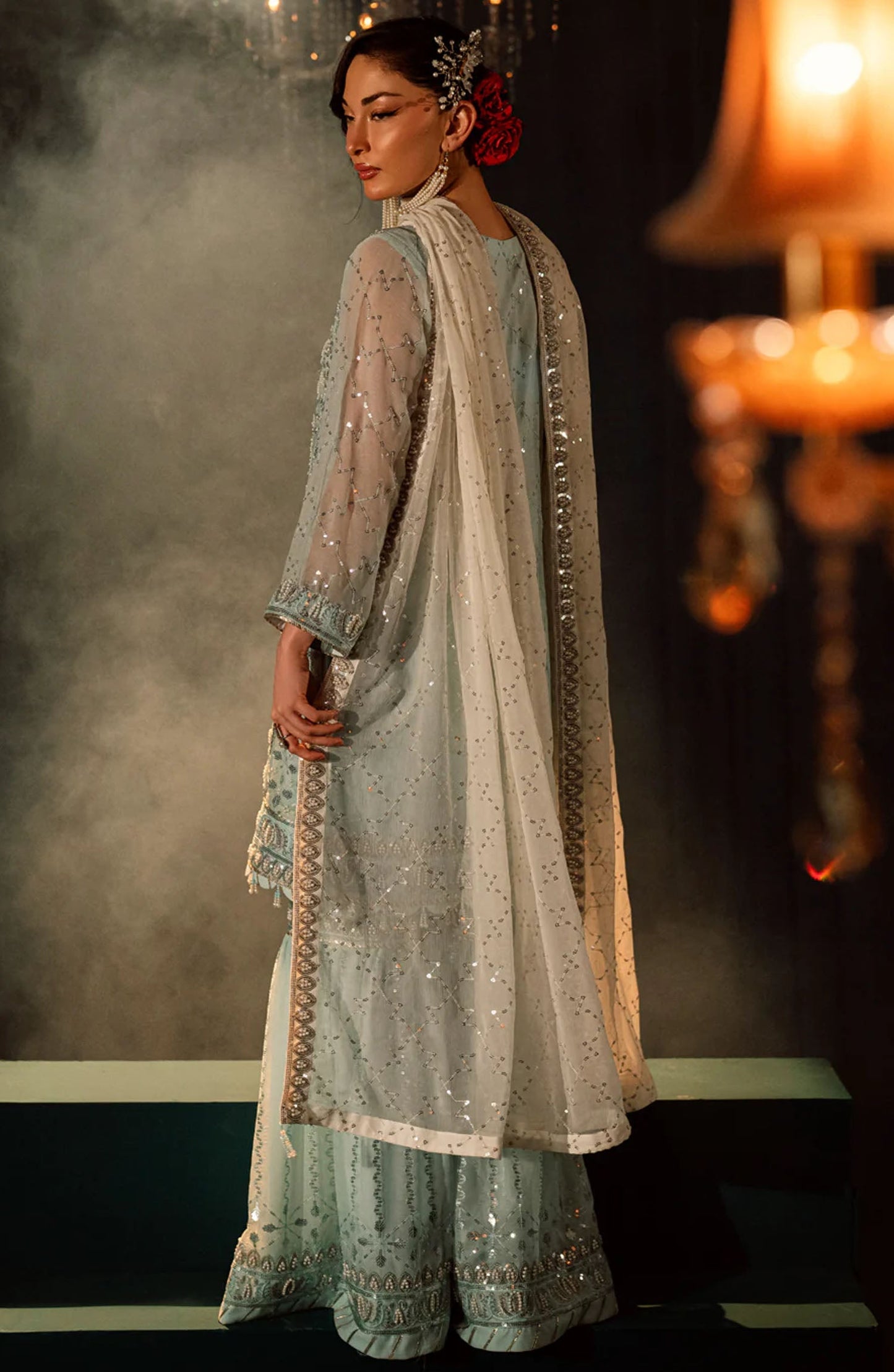 Elara by Shamooz Embroidered Chiffon Unstitched 3 Piece Suit - SU-0126 Ruchi - SMZ25EF - Blue - Festive Collection