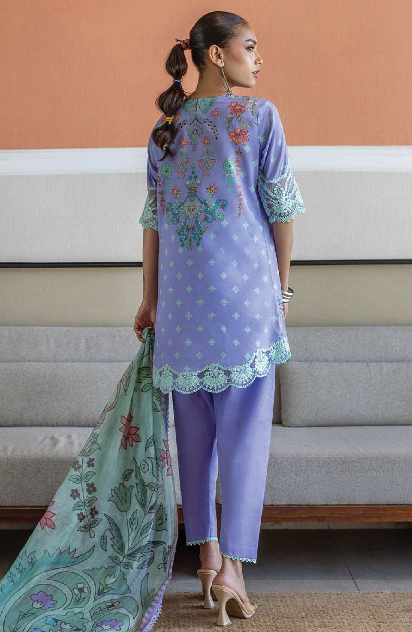 Tahra by Zainab Chottani Embroidered Lawn Unstitched 3 Piece Suit - D-15 - ZC25THEL - Purple - Summer Collection