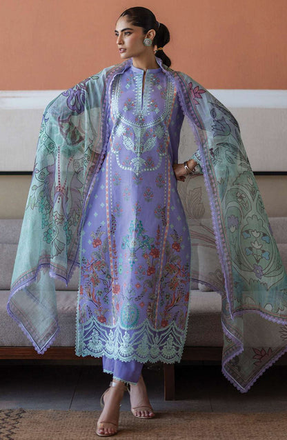 Tahra by Zainab Chottani Embroidered Lawn Unstitched 3 Piece Suit - D-15 - ZC25THEL - Purple - Summer Collection