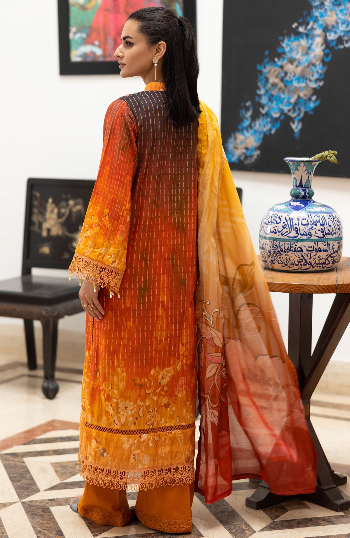 Ushna by Johra Embroidered Lawn Unstitched 3 Piece Suit - JH-220 - JH25UL - Mustard - Summer Collection