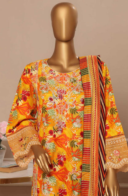 Bin Saeed Embroidered Lawn Stitched 3 Piece Suit - WC 047 - BS25EElV3 - Yellow - Summer Collection