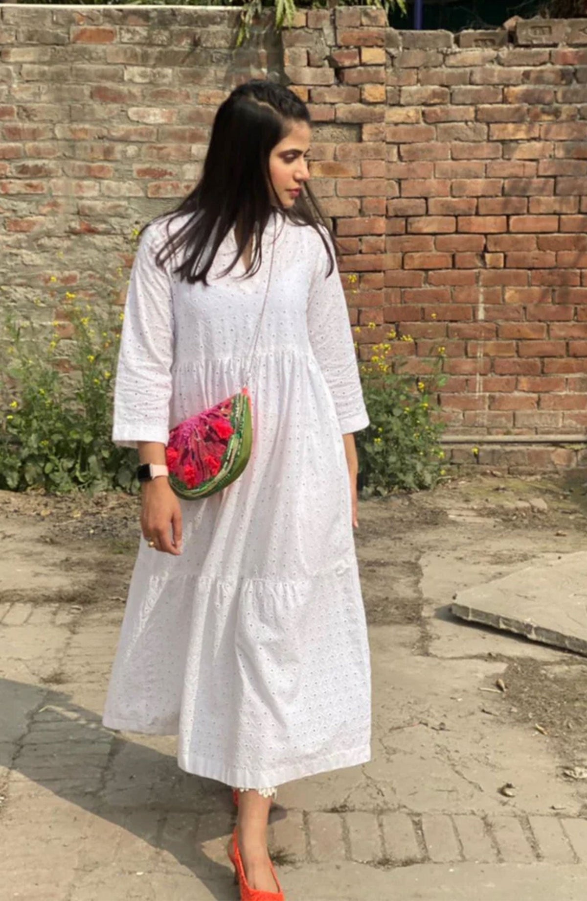 Hues Atelier Casual Chikan Lawn Stitched 2 Piece - White Gypsy - HA25BP - White - Casual Collection