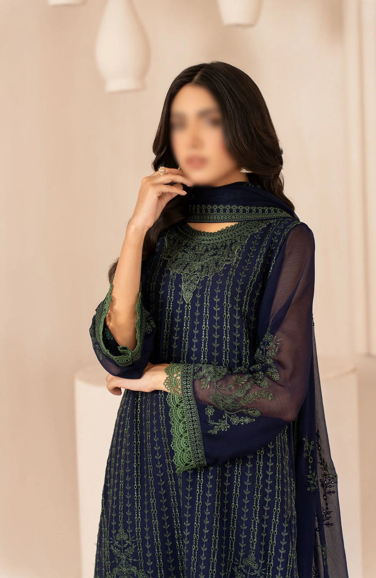Zarif Thread Work Unstitched Chiffon Edit - ZL 06 Mahay