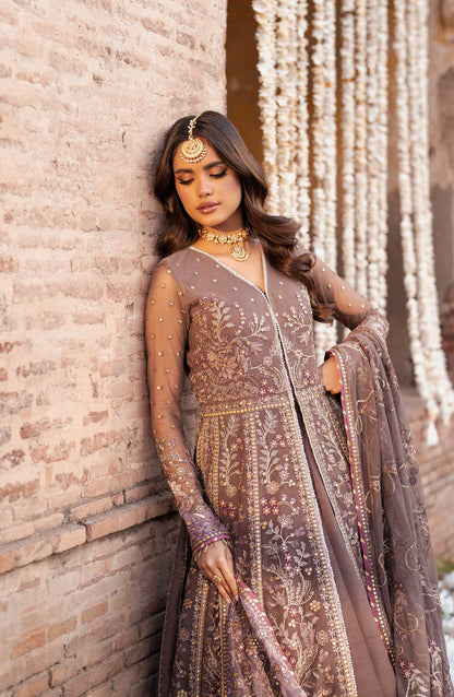 Shehnai by Zarif Embroidered Net Unstitched 3 Piece - ZS 02 NOOR - ZF25S - Grey - Formal Collection